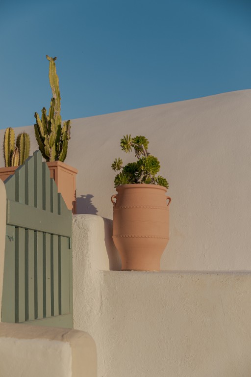 Private balcony at Cave Studio with caldera and sea view