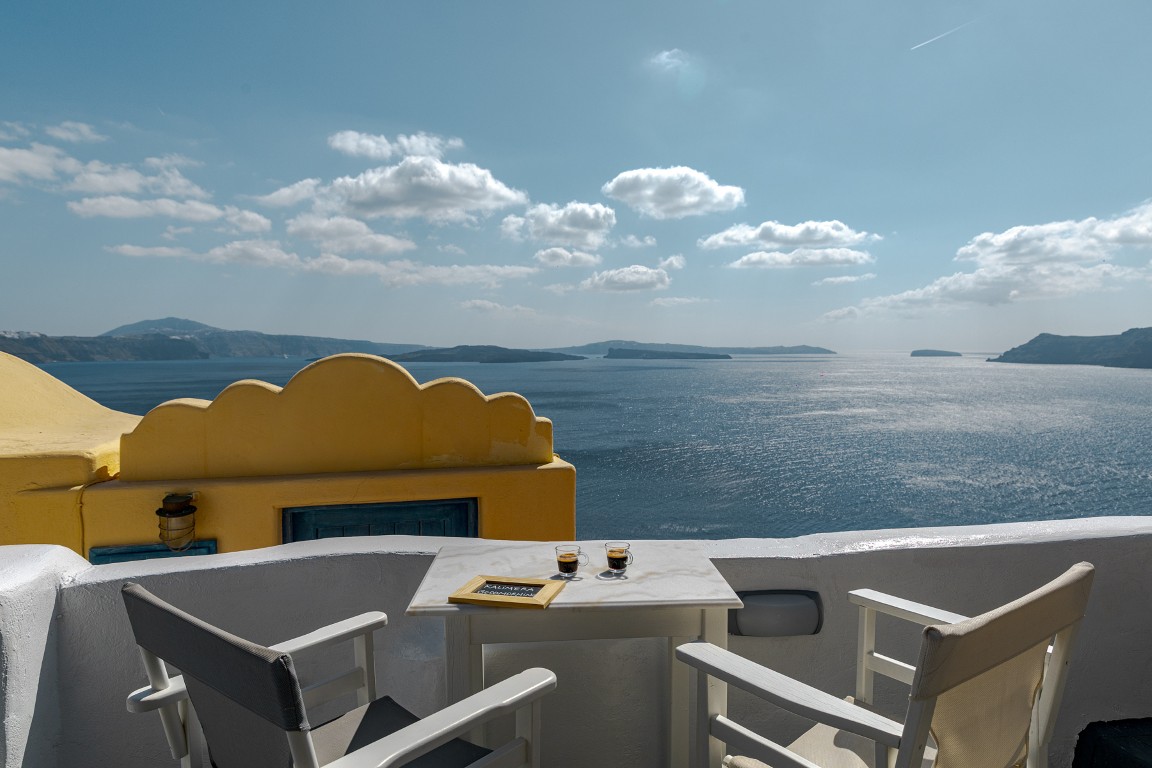 Just Blue House with Dome Terrace near the Blue Dome in Oia Santorini